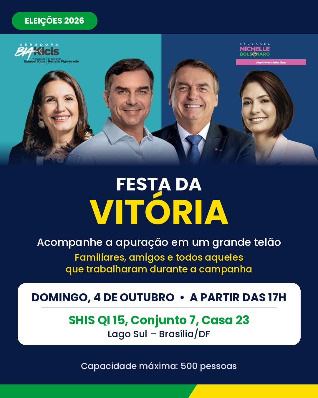 Convite oficial da Festa da Vitória — Eleições 2026